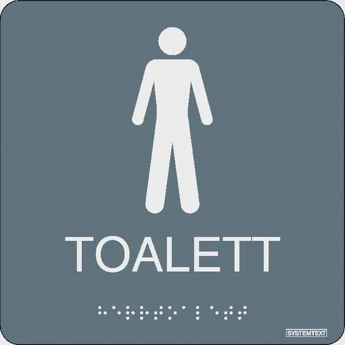 Skylt Taktil toalett herr 150x150 mm, 235111
