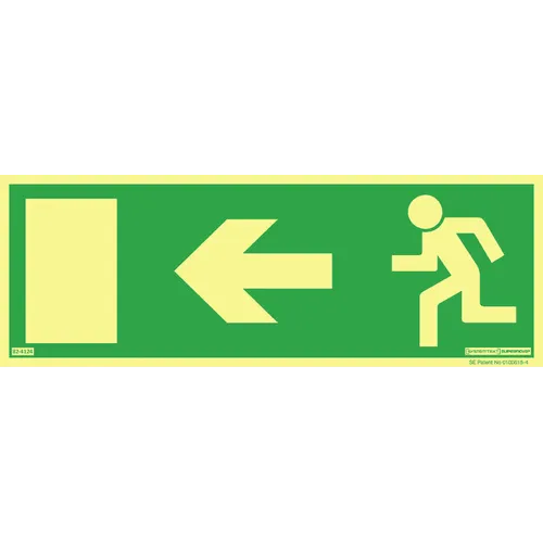Skylt Utrymningsväg till vänster 297x105 mm, Supernova 824124
