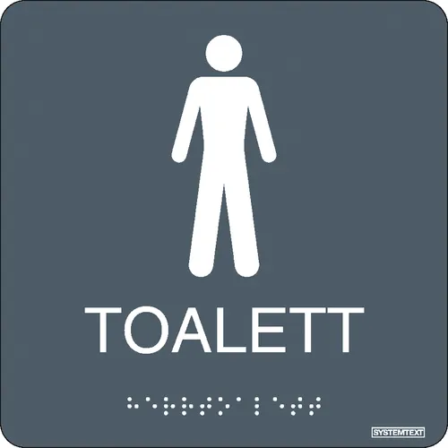 Skylt Taktil toalett herr 150x150 mm, 235111