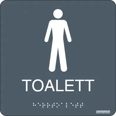 Skylt Taktil toalett herr 150x150 mm, 235111