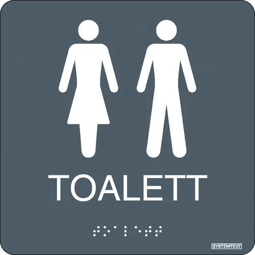 Skylt Taktil toalett dam/herr 150x150 mm  235211