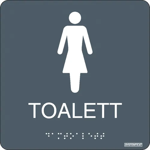 Skylt Taktil toalett dam 150x150 mm, 235011