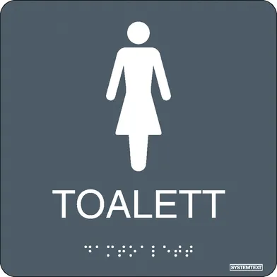 Skylt Taktil toalett dam 150x150 mm, 235011