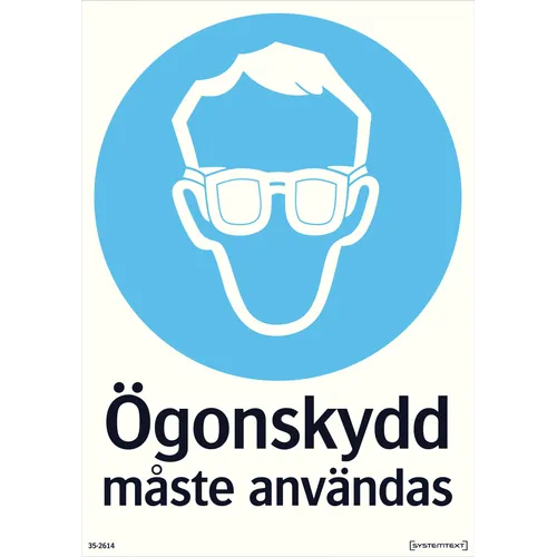 Skylt Ögonskydd måste användas 210x297 mm, 352614