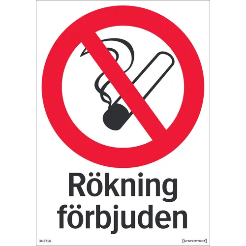 Skylt Rökning förbjuden 210x297 mm, 345714