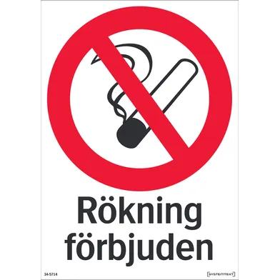 Skylt Rökning förbjuden 210x297 mm, 345714