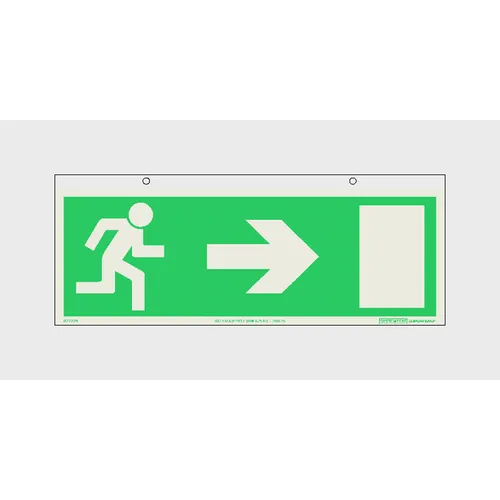 Skylt Utrymningsväg dubbelsidig höger/vänster 297x115 mm, 822224