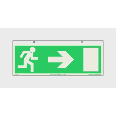 Skylt Utrymningsväg dubbelsidig höger/vänster 297x115 mm, 822224