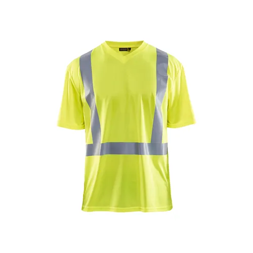 T-shirt V-ring, Varsel, UV-skyddad, Gul Strl. L