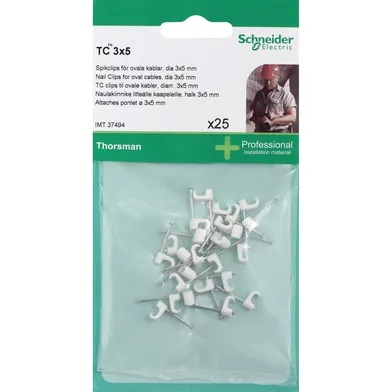 Spikklammer TC 3-5 mm, Vit 25st/frp