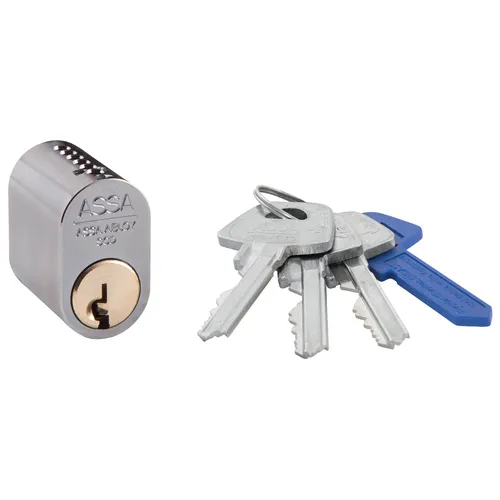 Låscylinder 1201 oval Mattkrom, 3 nycklar