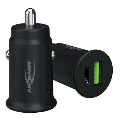 Billaddare USB A och USB C, 30 W, Svart