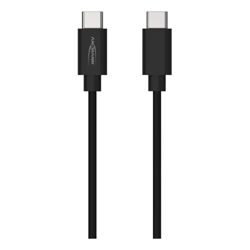 Laddkabel USB C till USB C, 1,2 m, Svart