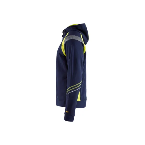 Luvtröja med dragkedja, Marinblå/Varselgul Strl. XL