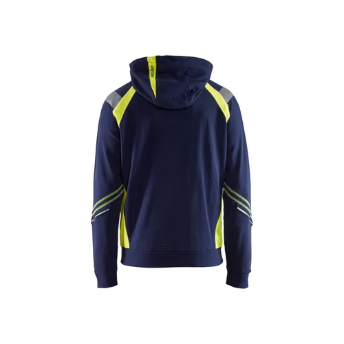 Luvtröja med dragkedja, Marinblå/Varselgul Strl. XL