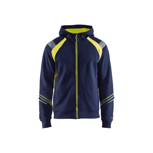 Luvtröja med dragkedja, Marinblå/Varselgul Strl. XL