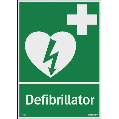 Skylt Defibrillator 210x297 mm, 303514