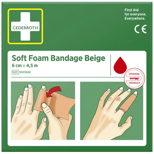 Förband Soft Foam Bandage Beige, 6 cm, 4,5 m