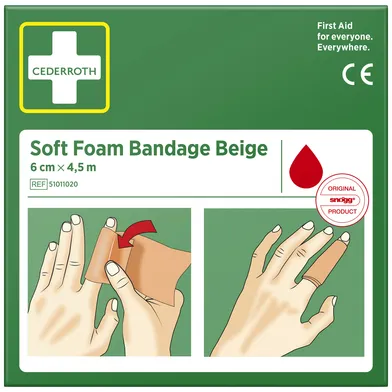 Förband Soft Foam Bandage Beige, 6 cm, 4,5 m