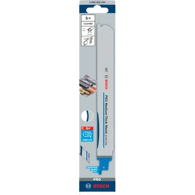Tigersågblad S 1137 BEF PRO Medium-Thick Metal precise 225 mm,  5-pack