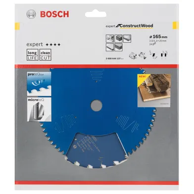 Cirkelsågklinga Expert Construct Wood 165/20 mm, 24T