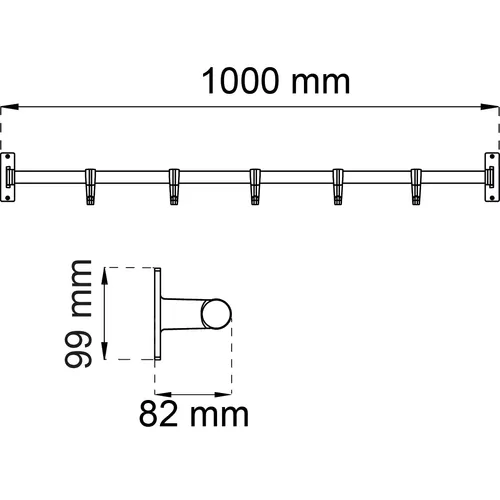 Kroklist Elegant Svart/Svart, 5 krokar