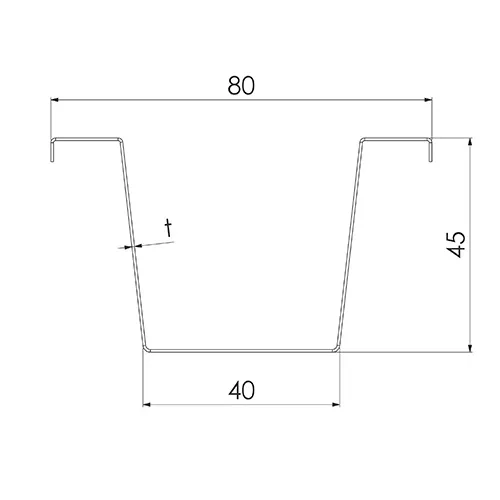 Sekundärskena S 45/80 3800 mm