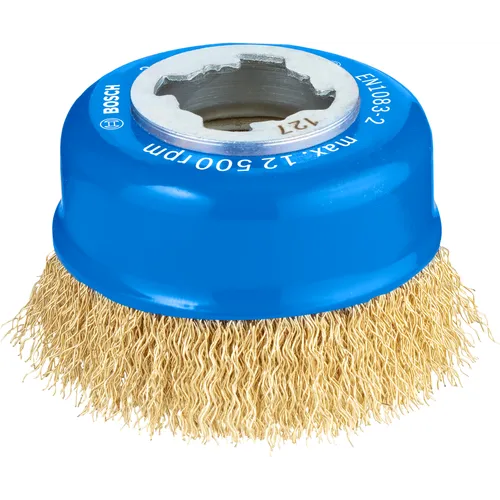 Ståltrådsborst X-LOCK Metall Ø 75 mm, Vågad mässing