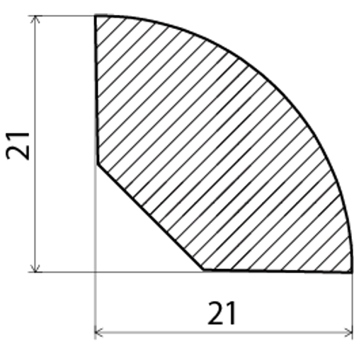 Kvartstav obehandlad furu 21x21 mm, Löpmeter
