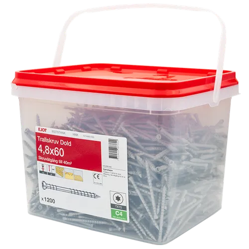 Trallskruv f. dolt montage C4 4,8x60 mm, 1200 st/frp