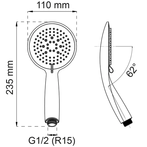 Handdush Dahlia 3-spray, Krom