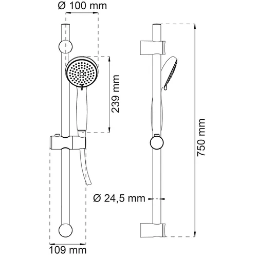 Duschset Orchid 3-spray, Krom