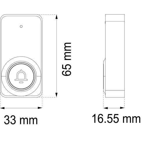 Tryckknapp till Dörrklocka, Svart