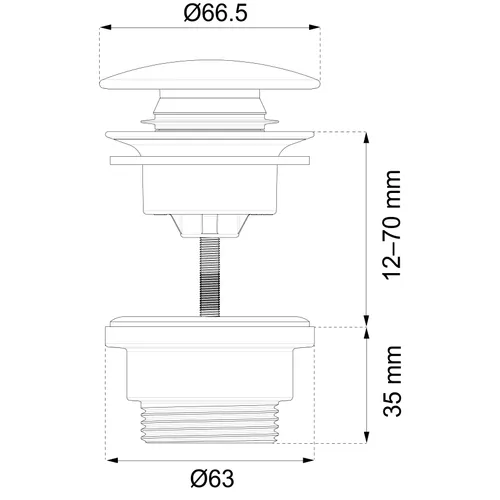 Bottenventil Pop-up, Krom