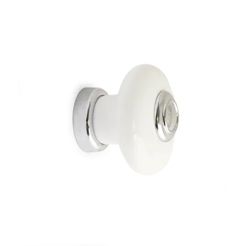 Knopp Erik 37 mm, Vit/Krom