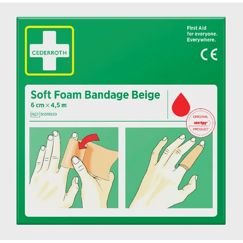 Förband Soft Foam Bandage Beige, 6 cm, 4,5 m