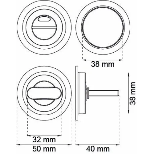 WC-beslag Skjutdörr Krom, Ø 40 mm