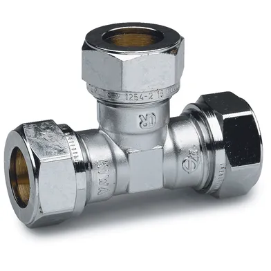 Klämringskoppling t-koppling 15 mm, krom