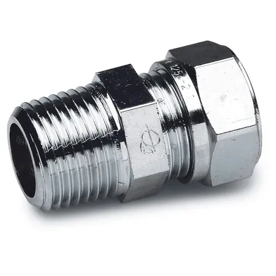 Klämringskoppling rak klämring/utv. gänga 15 mm x r15, krom