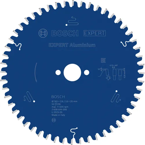 Cirkelsågklinga Expert f. batteridrift, Alu 165/20 mm, 52T