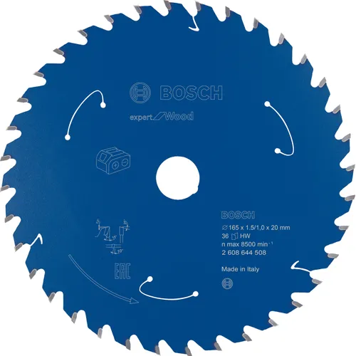 Cirkelsågklinga Expert f. batteridrift, Trä 165/20 mm, 36T