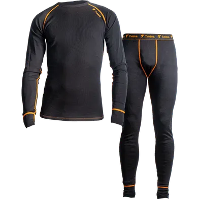 Underställ Merinoull - Byxa och Tröja Svart Strl. XXL