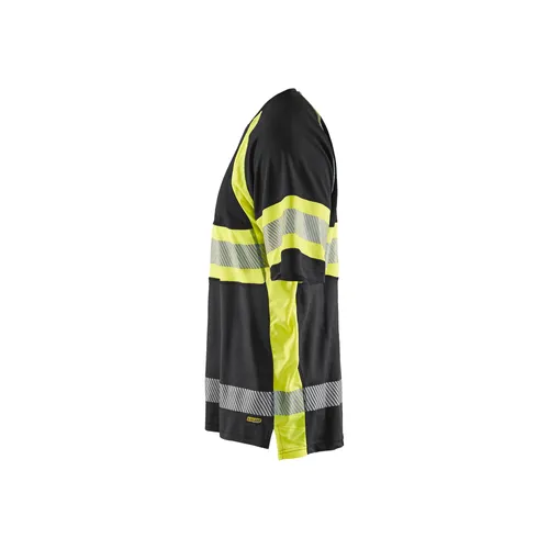 T-shirt Pikéstickad, Varsel, Svart/Gul Strl. L