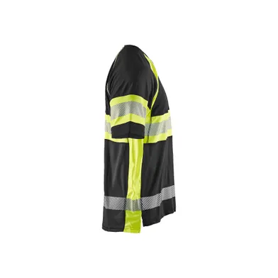 T-shirt Pikéstickad, Varsel, Svart/Gul Strl. L