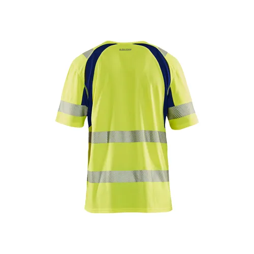 T-shirt Varsel m. mesh, UV-skyddad, Gul/Marinblå Strl. L