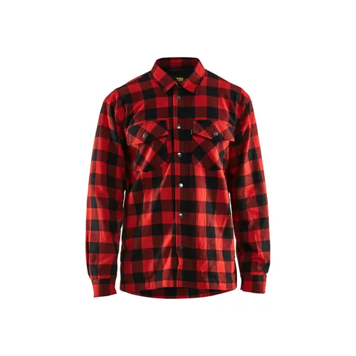 Fodrad flanellskjorta, Röd/Svart Strl. XL