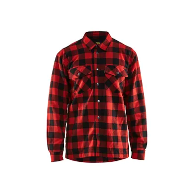 Fodrad flanellskjorta, Röd/Svart Strl. XL