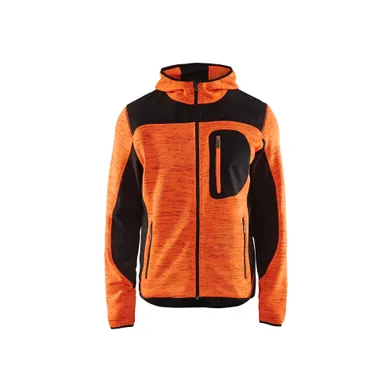 Stickad jacka, Orange/Svart Strl. L