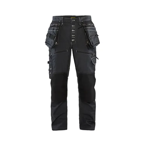 Hantverksbyxa Låg gren Denim m. stretch X1900, Marinblå/Svart Strl. C48