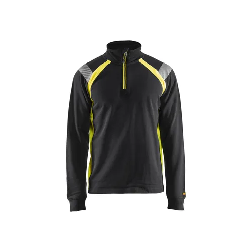 Tröja halfzip, Svart/Varselgul Strl. XL